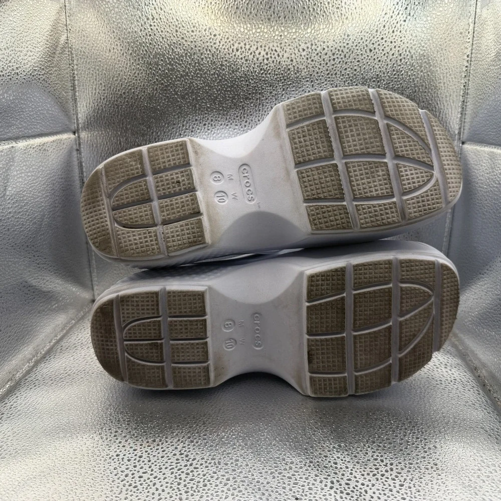 Size 10 Crocs Stomp‎ Chalk White Womens Lightweight Fisherman Platform Sandals